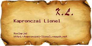 Kapronczai Lionel névjegykártya